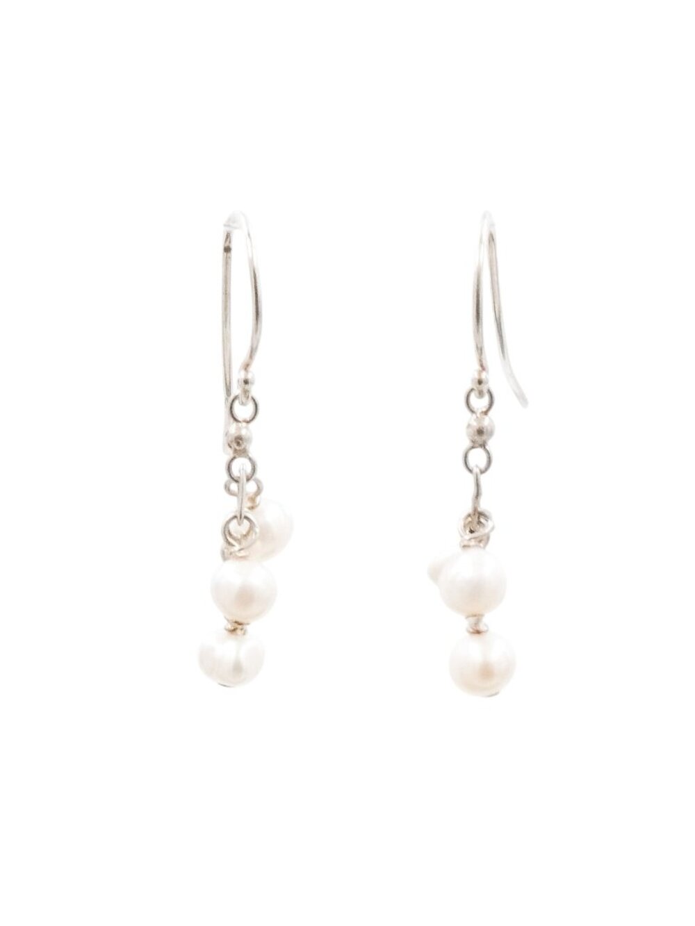 Cultured Pearl Dangle Earrings Sterling Silver Drop 1.25”